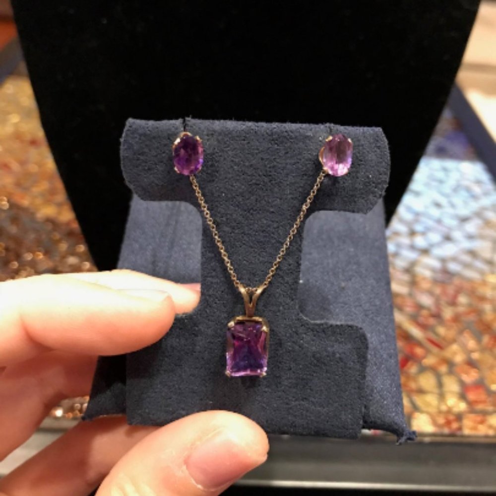 Amethyst Earrings and Necklace Set
